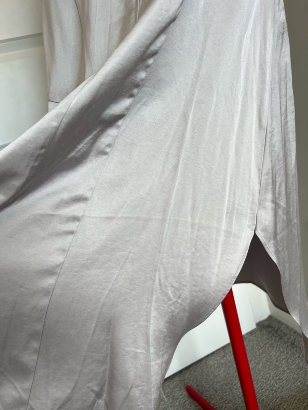 Express Ivory Asymmetrical Satin Midi Skirt - Picture 7 of 7